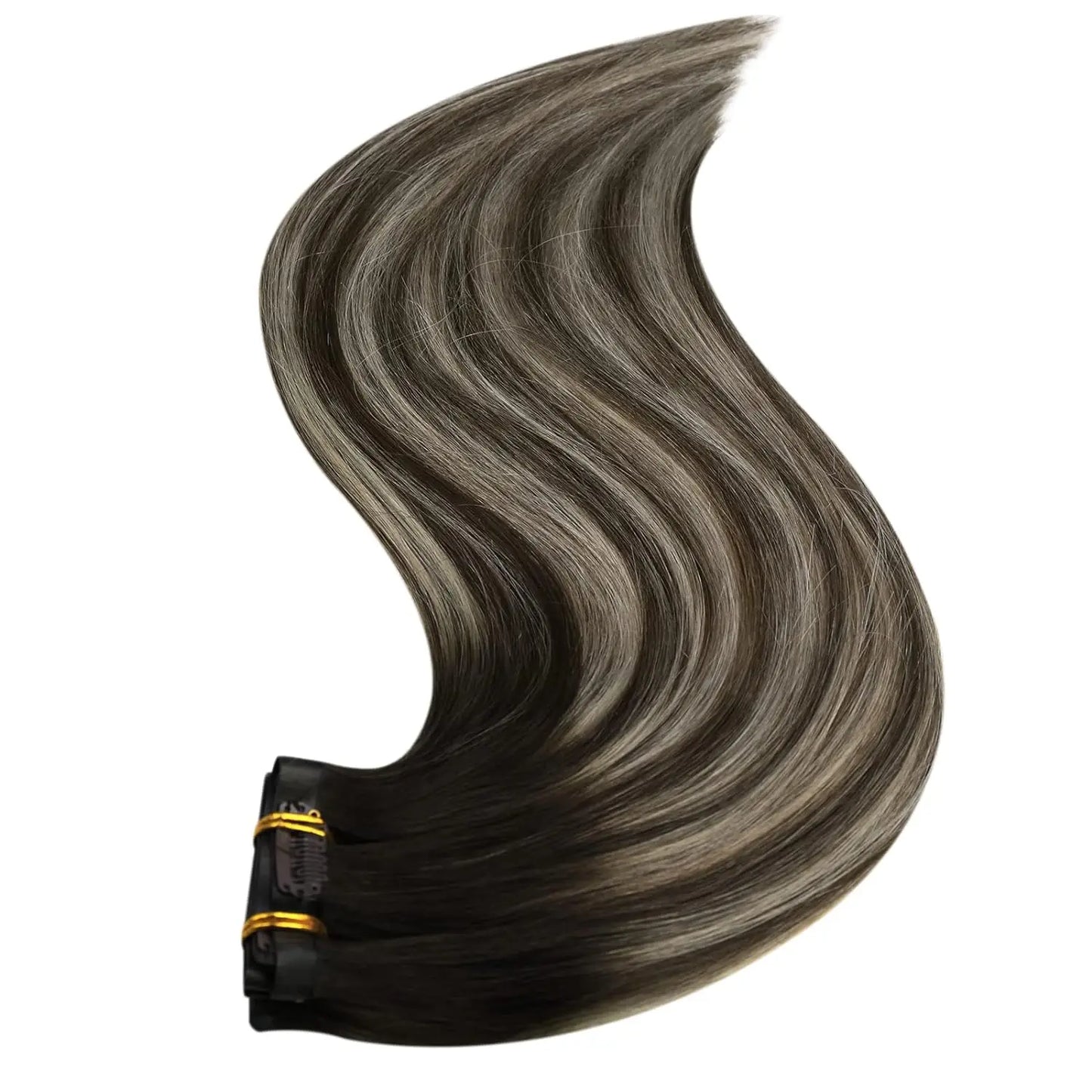 Extensiones de cabello humano 100% Premium 55 cm Largo con Clip sin costuras 120 Gr