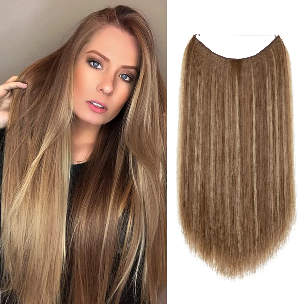 EXTENSIONES HILO INVISIBLE Balayage  Similar al Cabello Natural Premium🥇 55 cm largo Lisas
