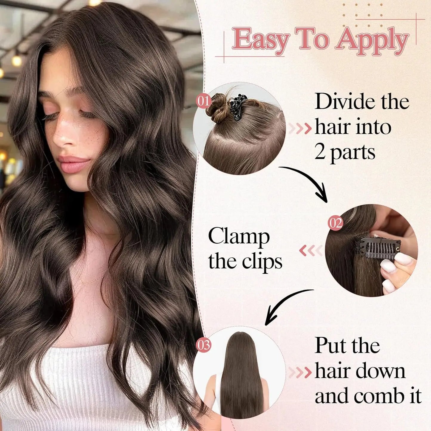 BALAYAGE Maxi Cortina 66 cm Cabello Humano 100% Natural tono rubio 8/613