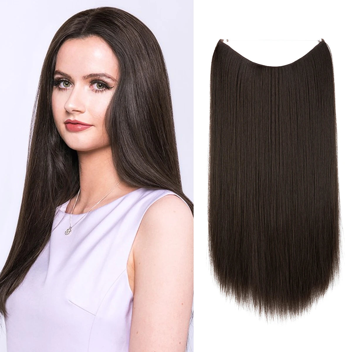 EXTENSIONES HILO INVISIBLE Balayage  Similar al Cabello Natural Premium🥇 55 cm largo Lisas