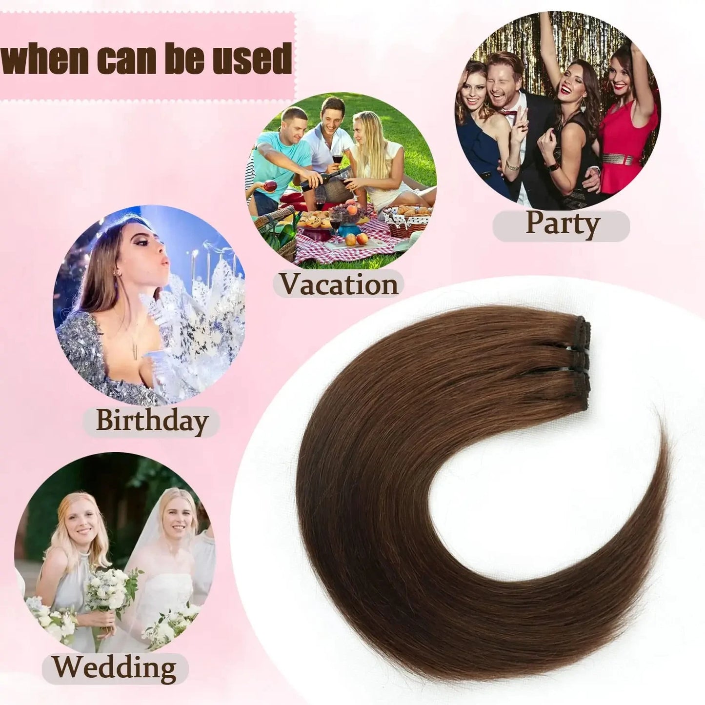 Extensiones Cortina 5 CLIP 100%  Cabello Humano ©️ Tono Negro Natural 1B (66 CM)