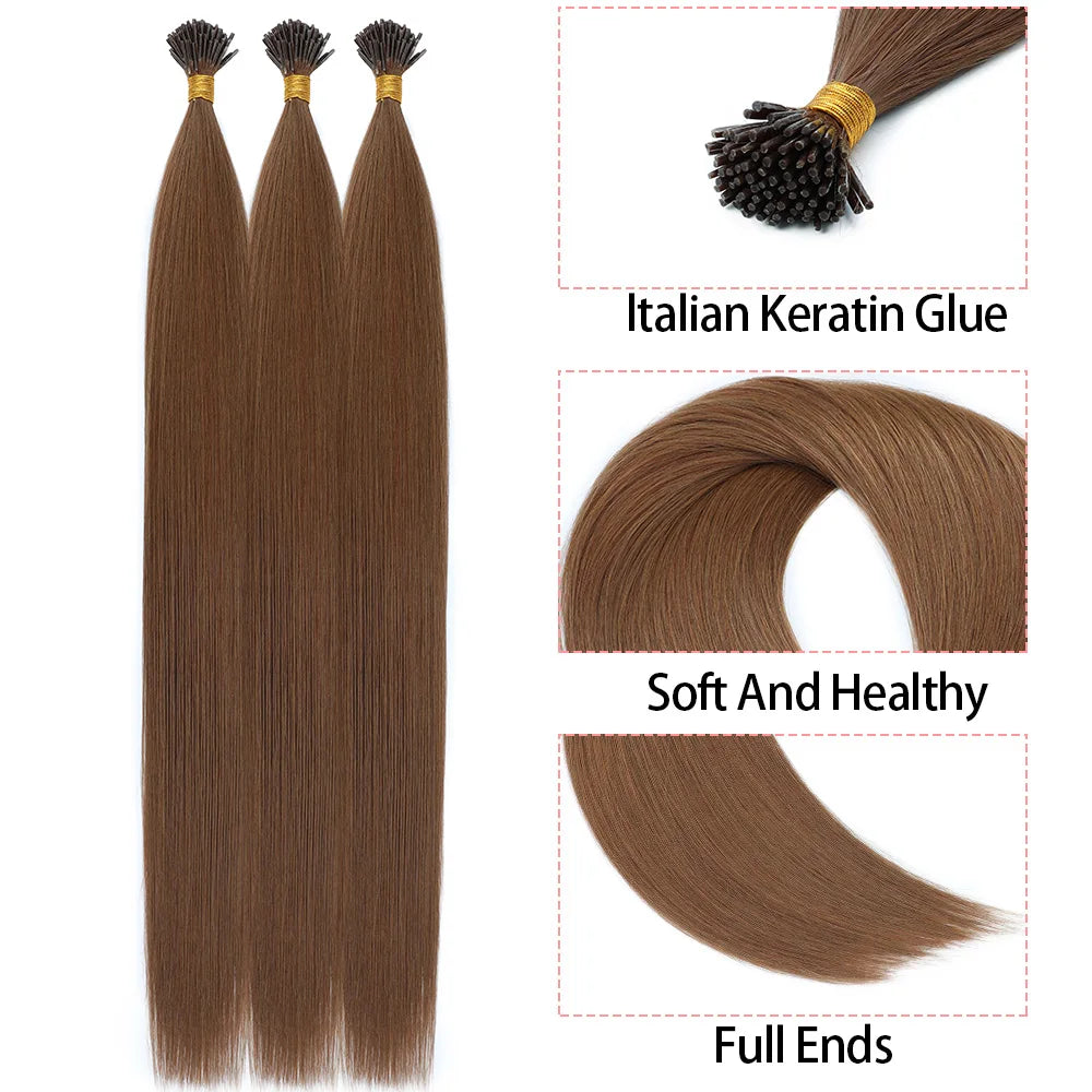 NEW ⭐️ PACK 100 EXTENSIONES DE PUNTO ADHESIVAS 66 CM Cabello PREMIUM🥇 Semi Natural