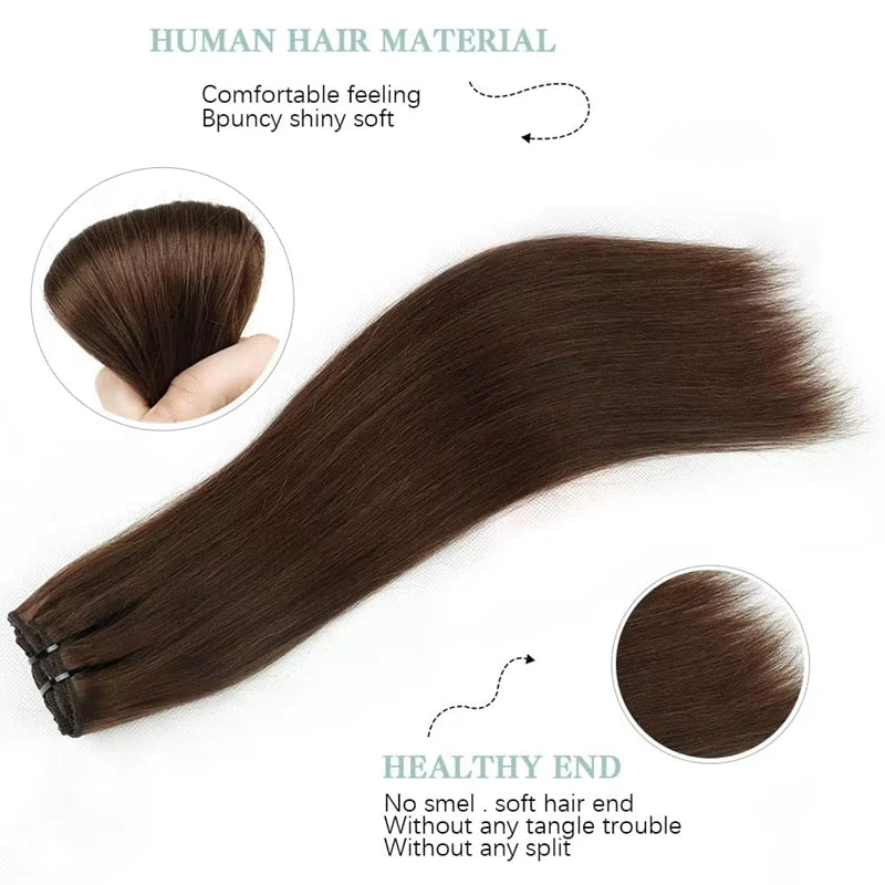 EXTENSIONES DE CABELLO 100% NATURAL©️ CASTAÑOS MEDIOS 18 CLIPS