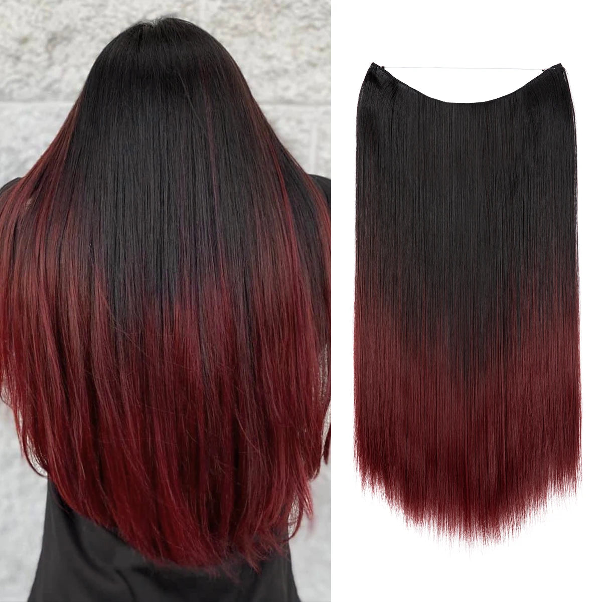 EXTENSIONES HILO INVISIBLE Balayage  Similar al Cabello Natural Premium🥇 55 cm largo Lisas