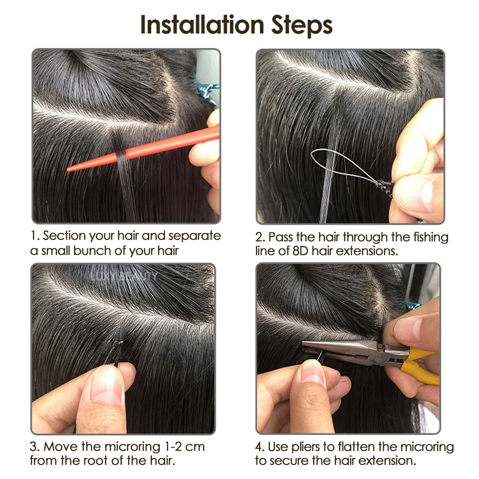 Extensiones de cabello 100% Natural©️ con microperlas 8D Pack 100 unidades