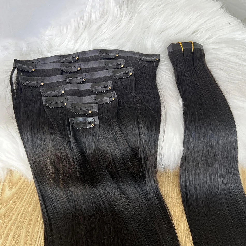 Extensiones de Cabello 100% Natural©️ Tono #1B Castaño Oscuro