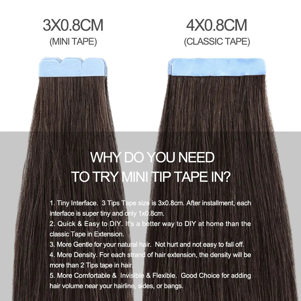 Pack 20 Mechas de  60 cm Largo  Cabello 100% Natural©️  Adhesiva doble cara