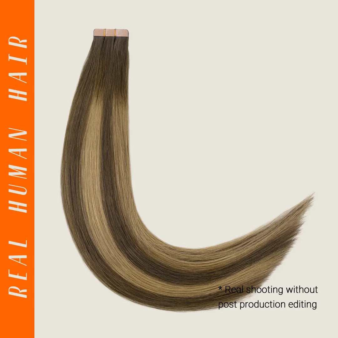 Extensiones Adhesivas Balayage 60 cm de largo Cabello Natural ©️ 100% Virgen