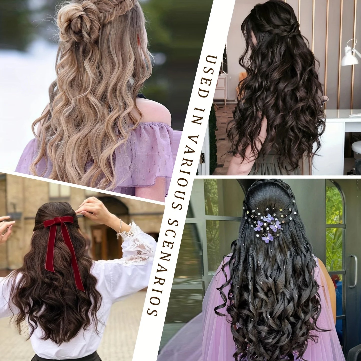 EXTENSIONES CABELLO por Capas 4 Piezas Rulos 50 cm Largo CABELLO 100% Similar al Cabello Natural 🥇