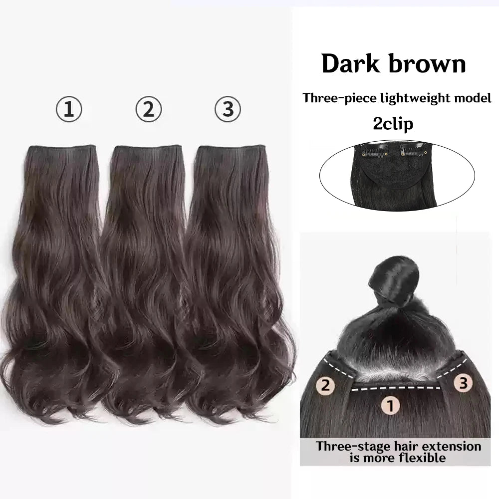 Extensiones de Cabello  Natural Organico  Tonos Cataños 3 Unidades de cortina