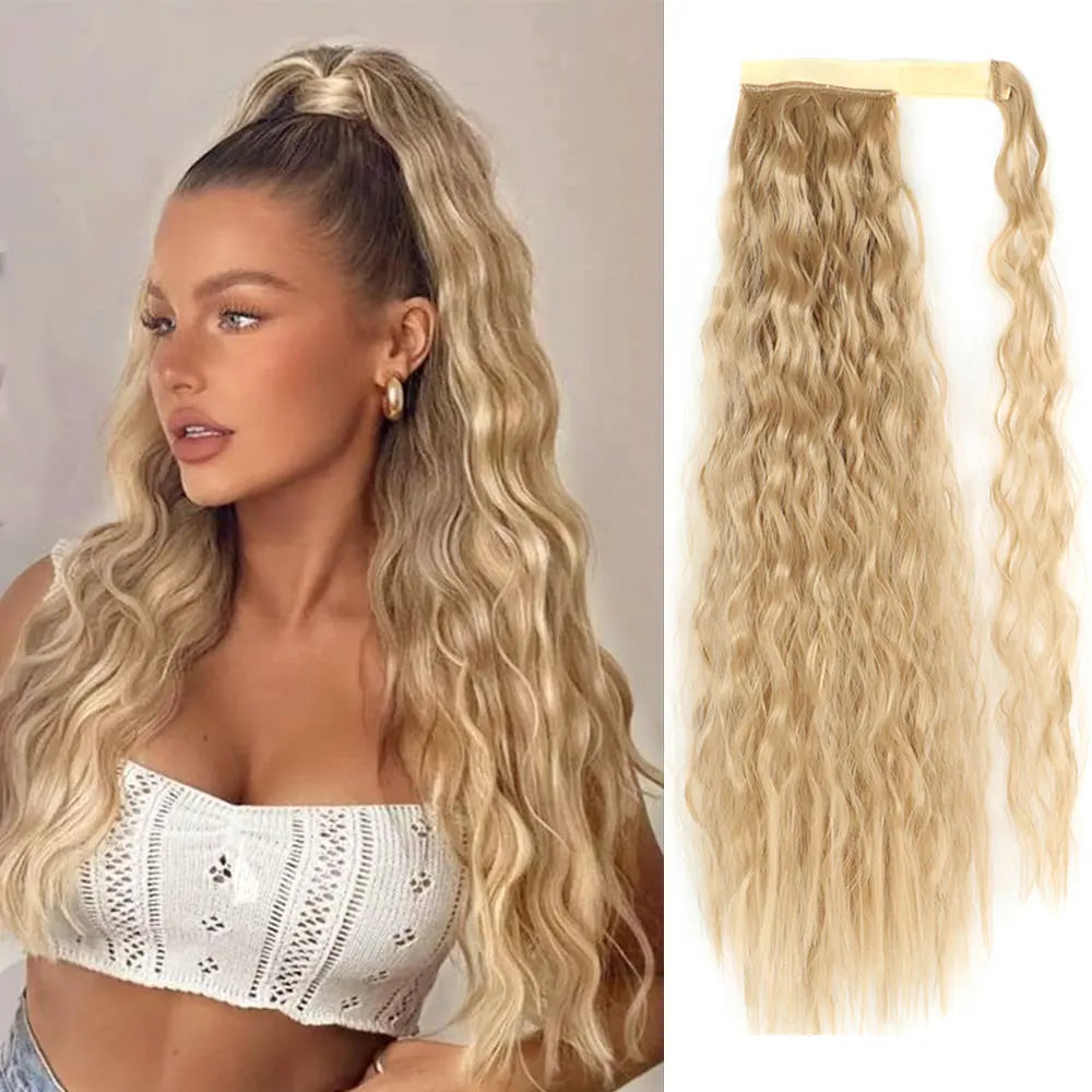 Extensiones Coleta  55 cm y 80 cm de largo Ondas de Sirena Cabello 100% Similar al Cabello Natural 🥇