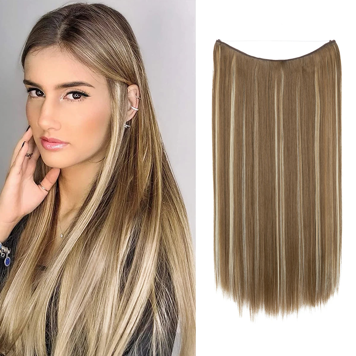 EXTENSIONES HILO INVISIBLE Balayage  Similar al Cabello Natural Premium🥇 55 cm largo Lisas