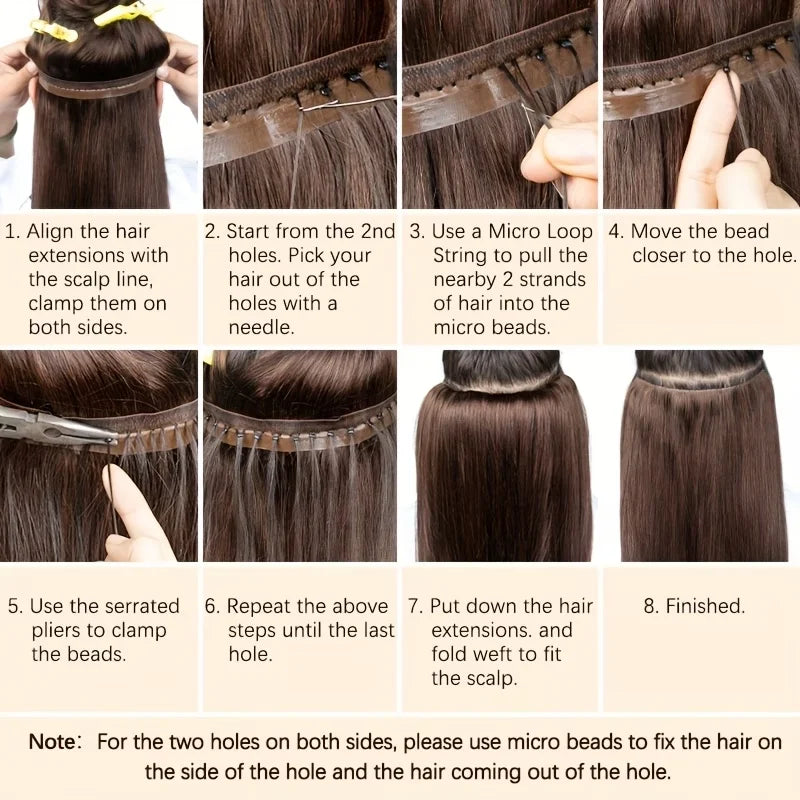 Extensiones de cabello Virgen 100% Natural con trama de mariposa  Invisible 60 cm largo