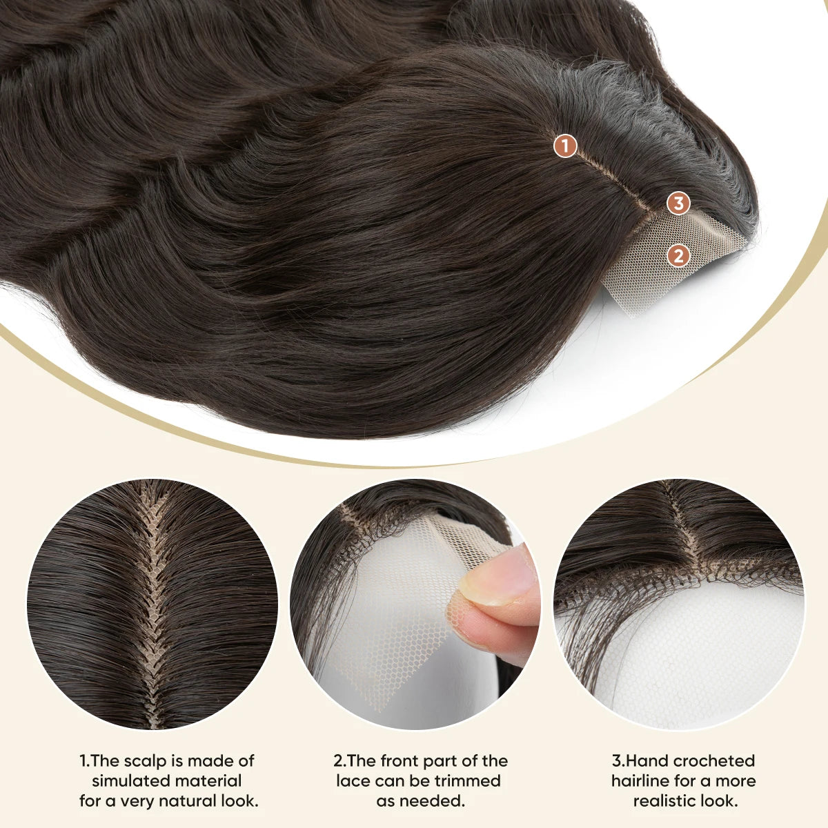Corona Ondulada 55 cm Largo Cabello Organico Premium