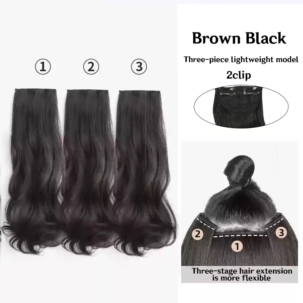 Extensiones de Cabello  Natural Organico  Tonos Cataños 3 Unidades de cortina