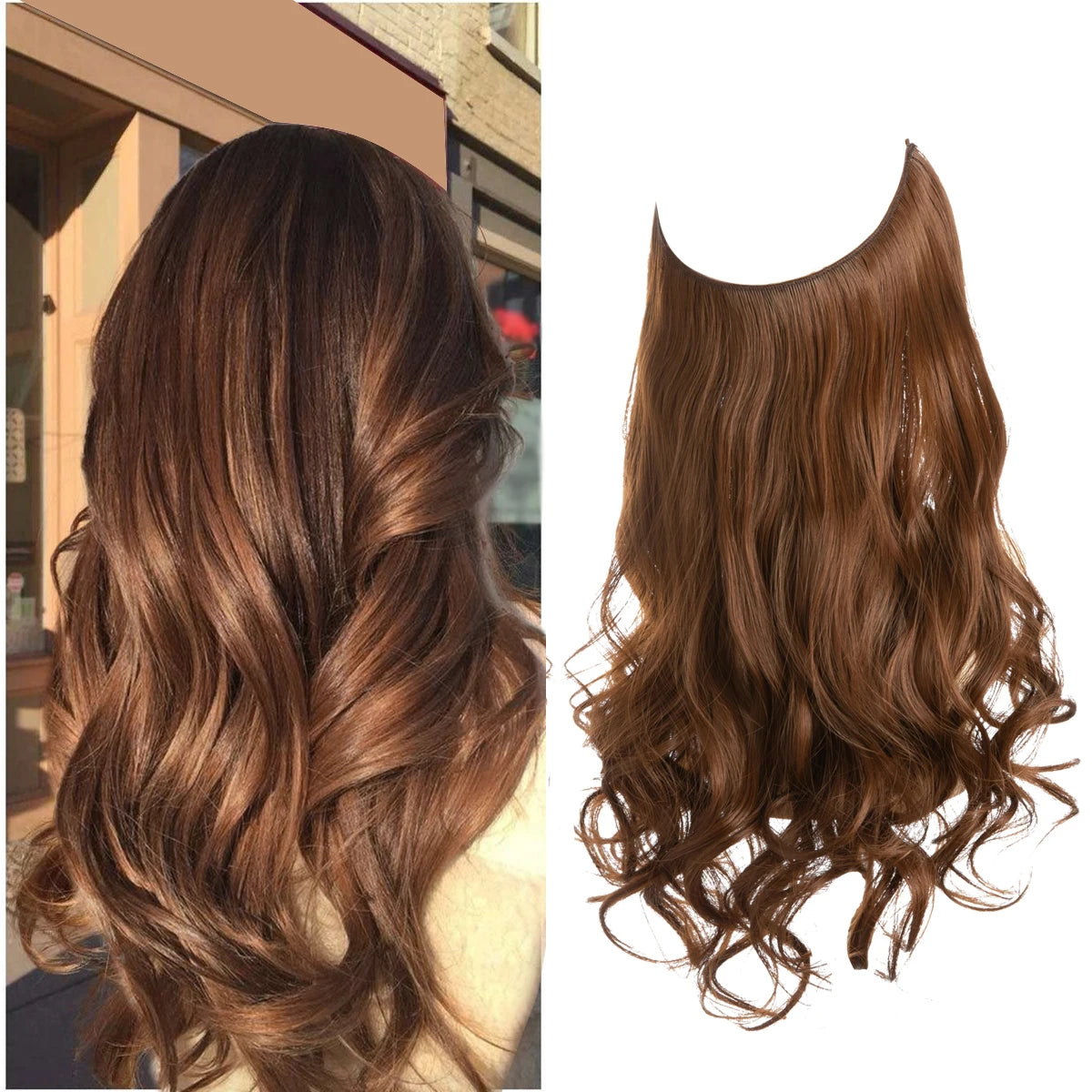 Extensiones Cortina babylight Hilo Invisible 55 cm Largo (150gr) Cabello 100% Similar al Cabello Natural 🥇