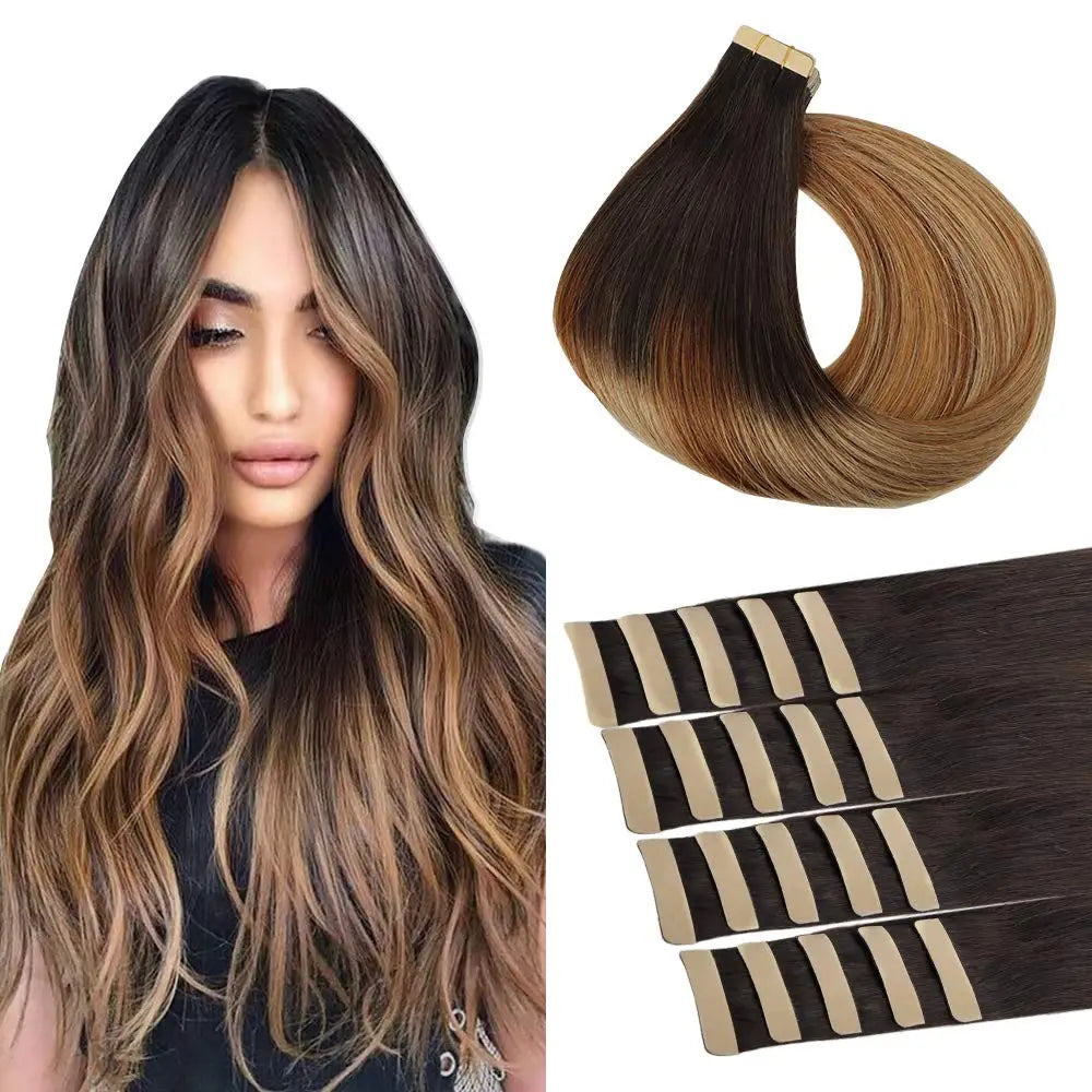 Extensiones Cabello Natural 100% Pegatina Invisible 60 cm Largo