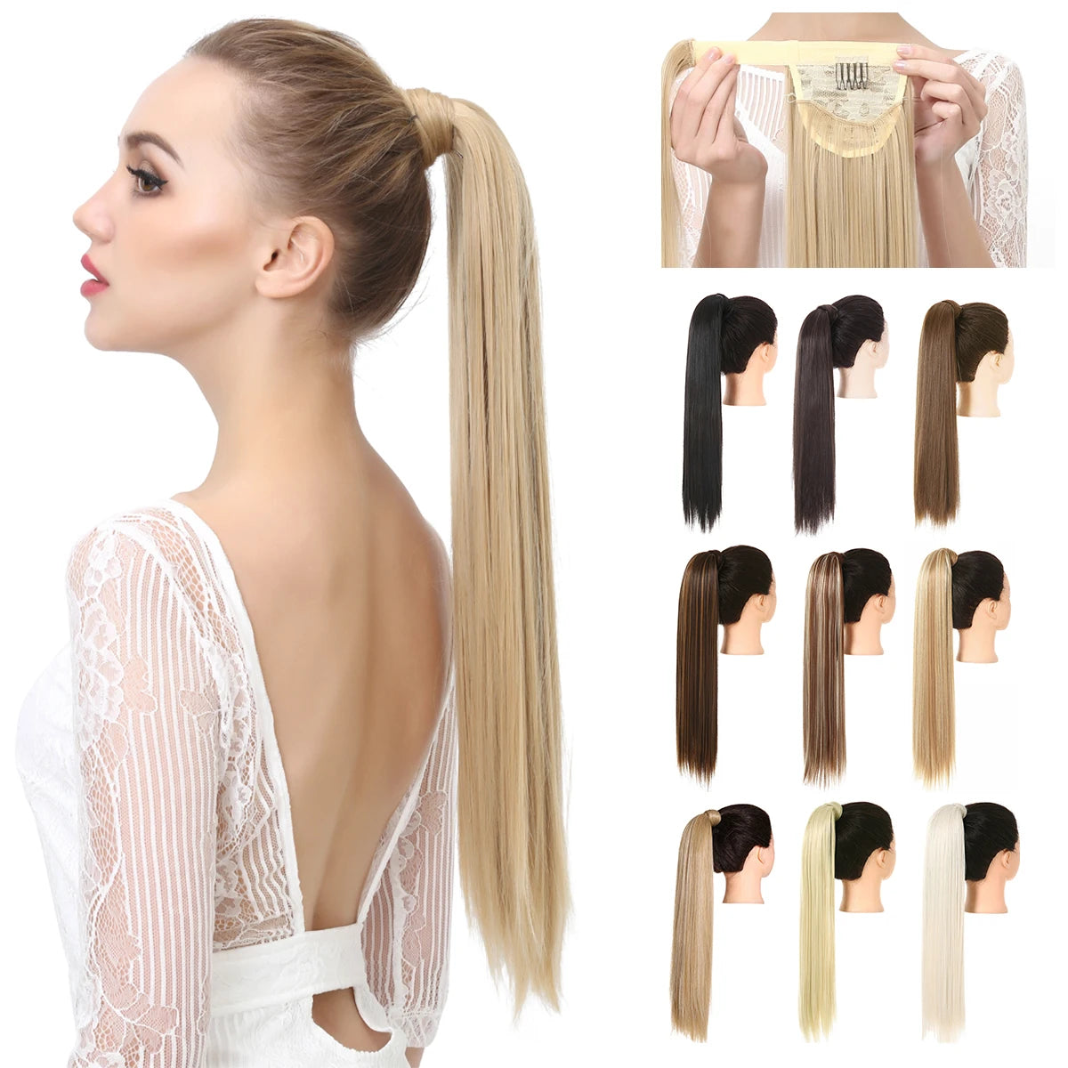 Coleta Cabello Liso Semi Natural  60 cm largo 🥇