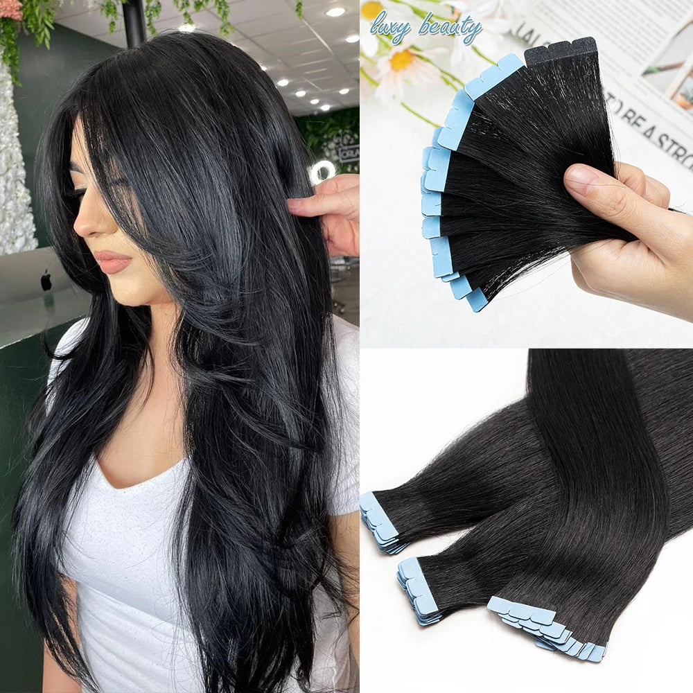 Pack 20 Mechas de  60 cm Largo  Cabello 100% Natural©️  Adhesiva doble cara