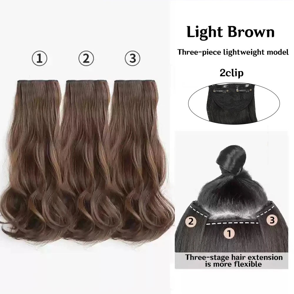 Extensiones de Cabello  Natural Organico  Tonos Cataños 3 Unidades de cortina