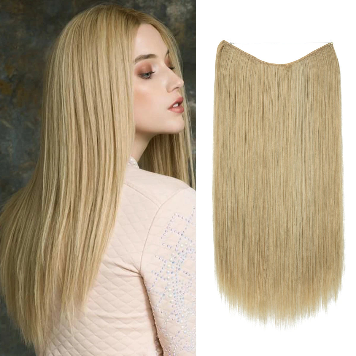 EXTENSIONES HILO INVISIBLE Balayage  Similar al Cabello Natural Premium🥇 55 cm largo Lisas