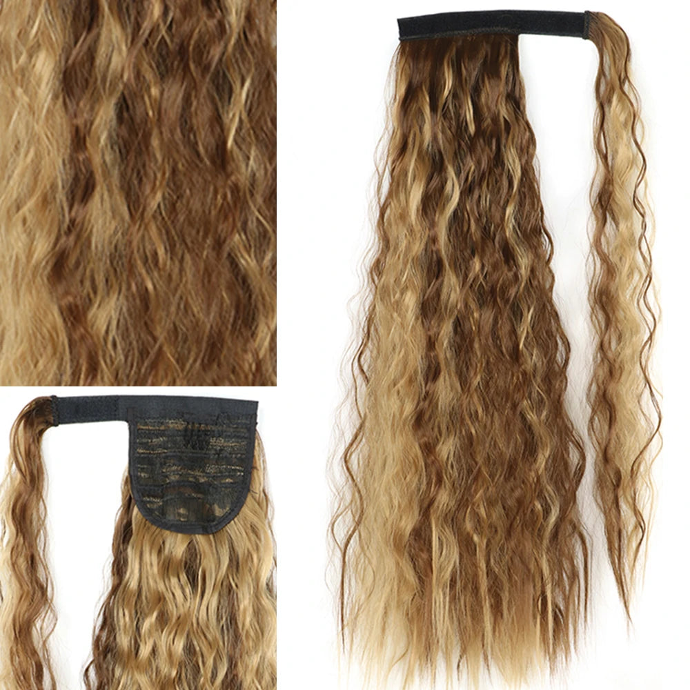 Extensiones Coleta  55 cm y 80 cm de largo Ondas de Sirena Cabello 100% Similar al Cabello Natural 🥇