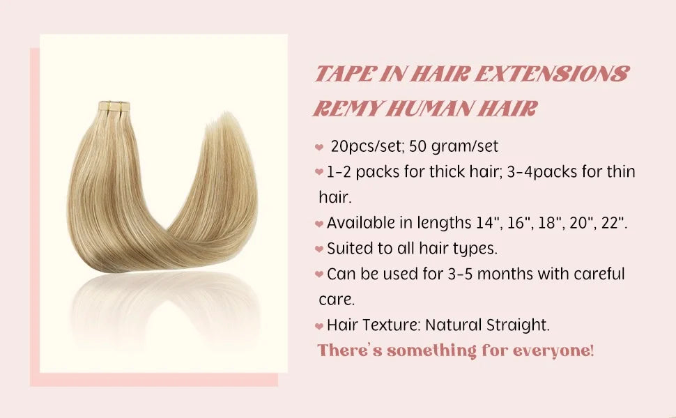 Extensiones Cabello Natural 100% Pegatina Invisible 60 cm Largo