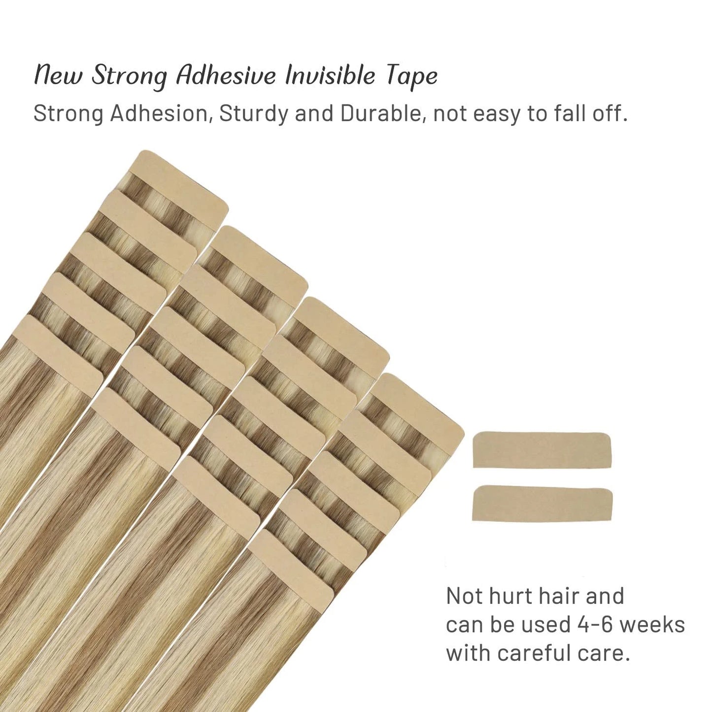 Extensiones Cabello Natural 100% Pegatina Invisible 60 cm Largo