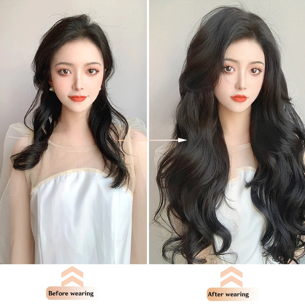Extensiones de Cabello  Natural Organico  Tonos Cataños 3 Unidades de cortina