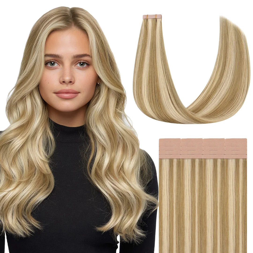 Extensiones Adhesivas Balayage 60 cm de largo Cabello Natural ©️ 100% Virgen