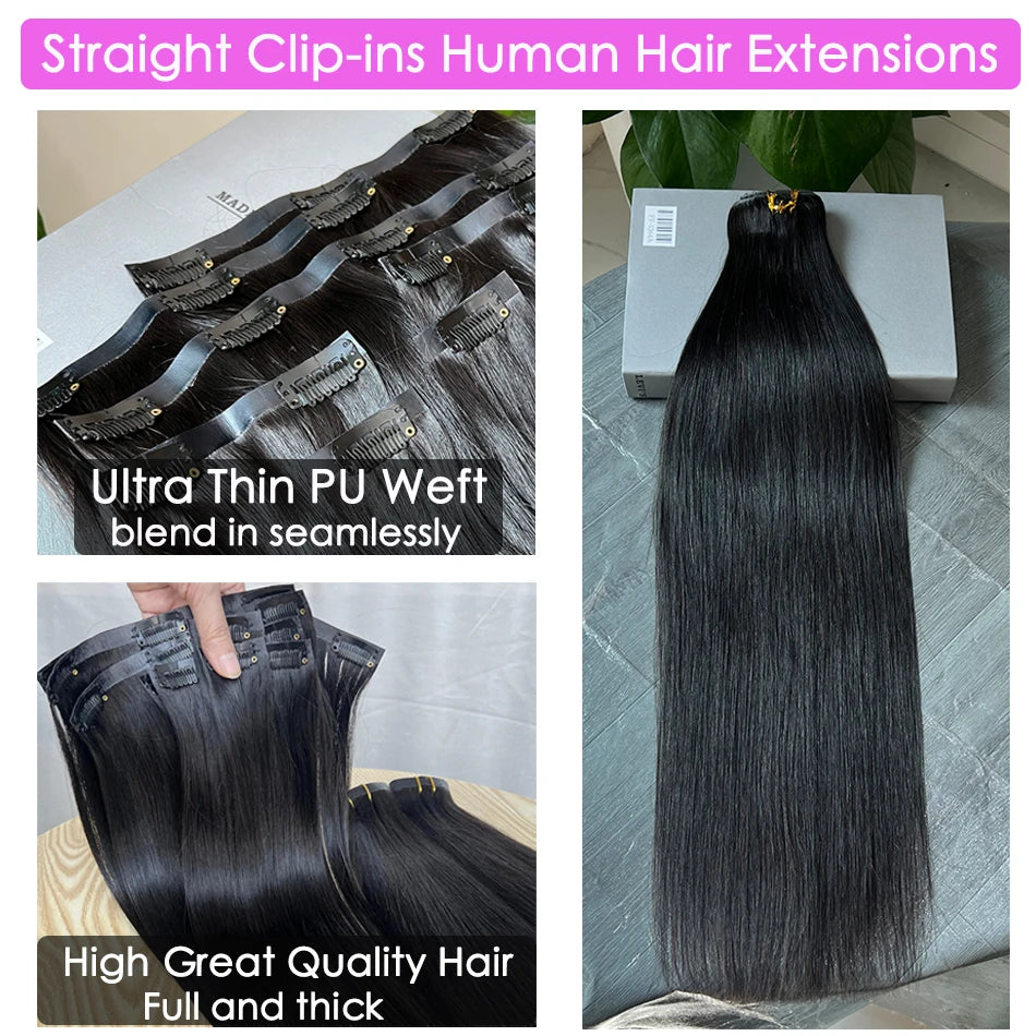 Extensiones de Cabello 100% Natural©️ Tono #1B Castaño Oscuro
