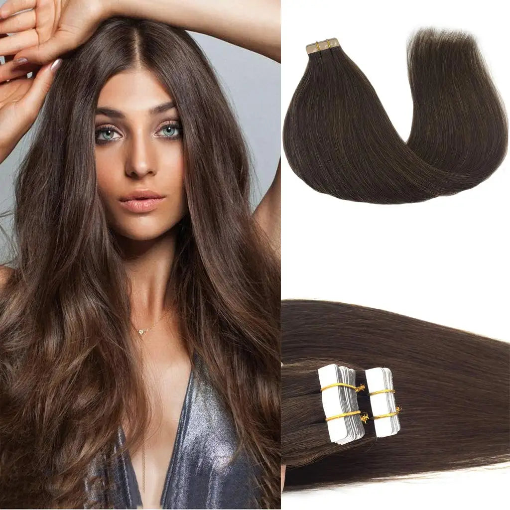 Extensiones Cabello Natural 100% Pegatina Invisible 60 cm Largo