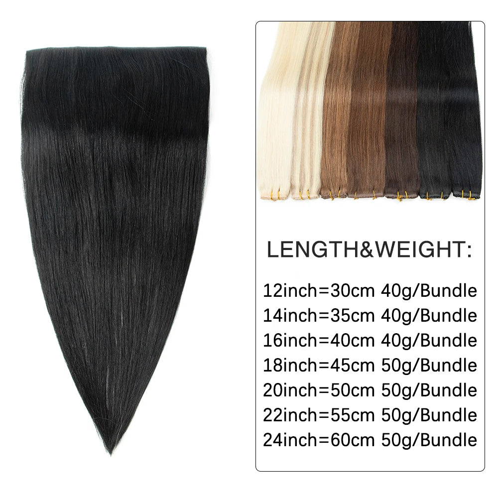 Extensiones de cabello Virgen 100% Natural con trama de mariposa  Invisible 60 cm largo