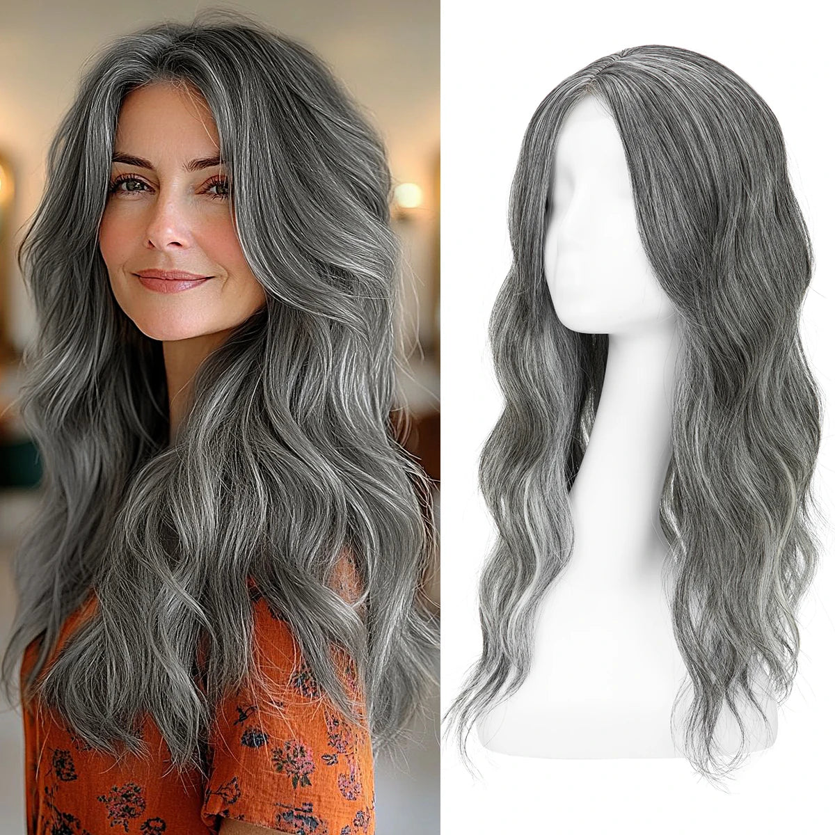 Corona Ondulada 55 cm Largo Cabello Organico Premium