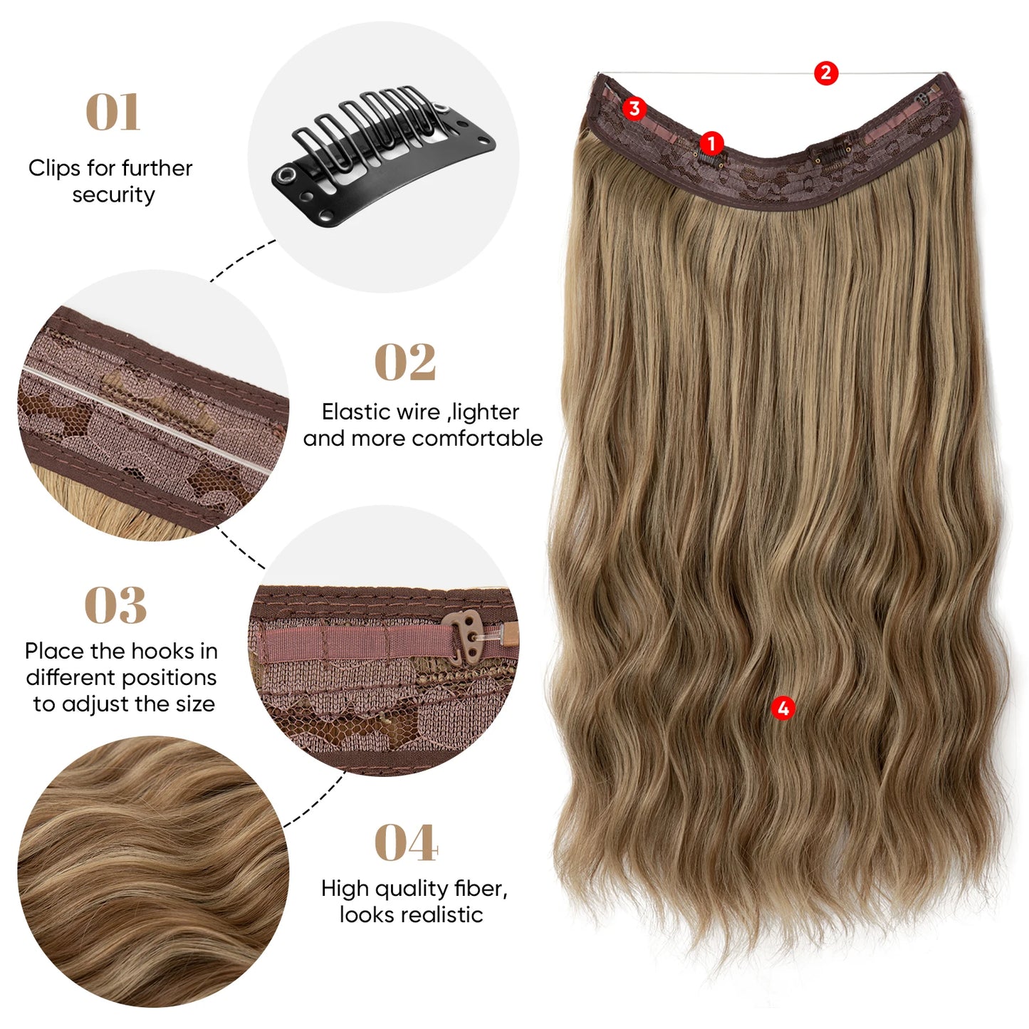 MAXI CORTINA HILO INVIBLE Balayage Semi Natural🥇 60 cm