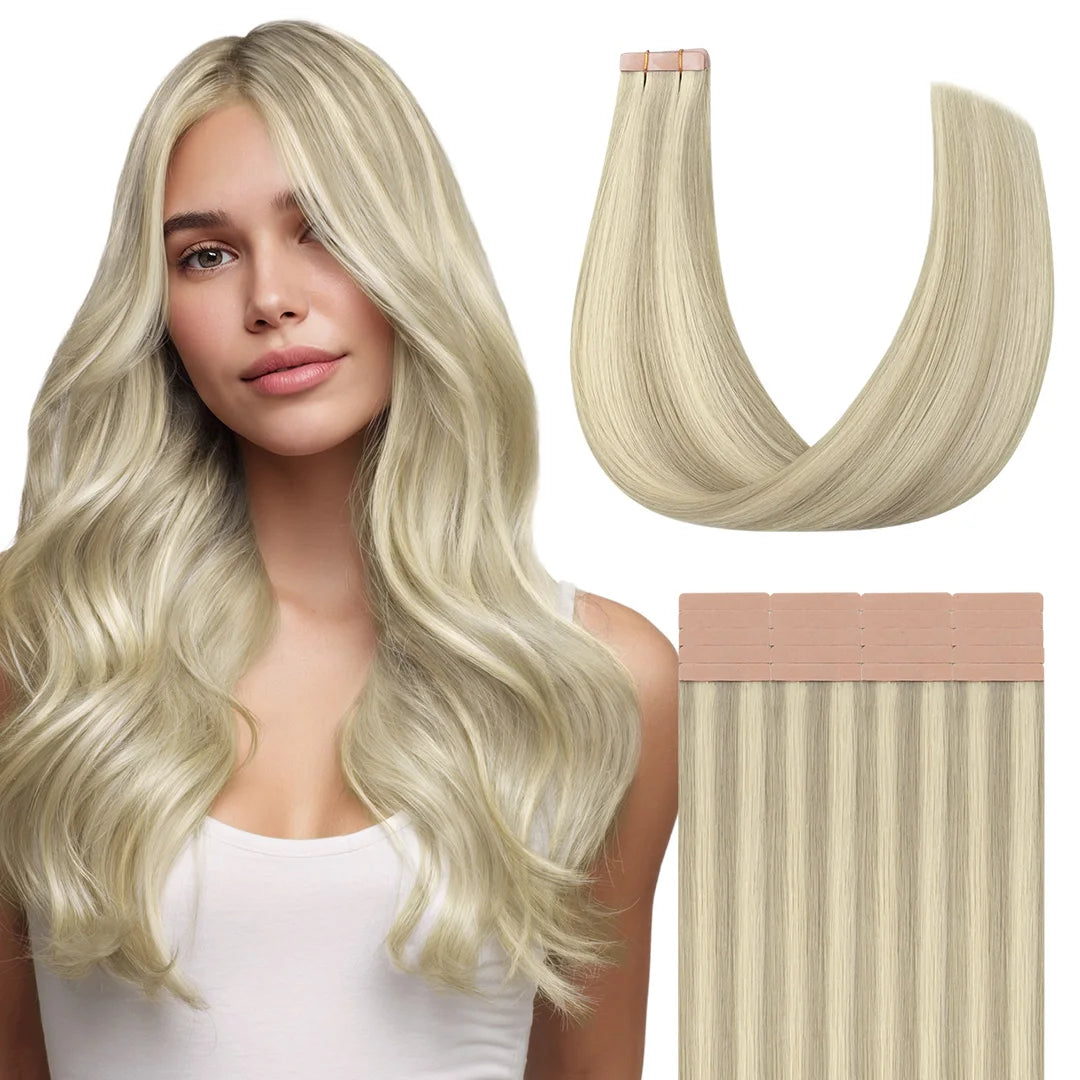 Extensiones Adhesivas Balayage 60 cm de largo Cabello Natural ©️ 100% Virgen