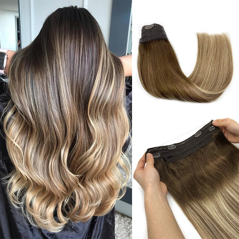 Extensiones de Cabello Natural 100% ©️ Balayage Hilo Invisible