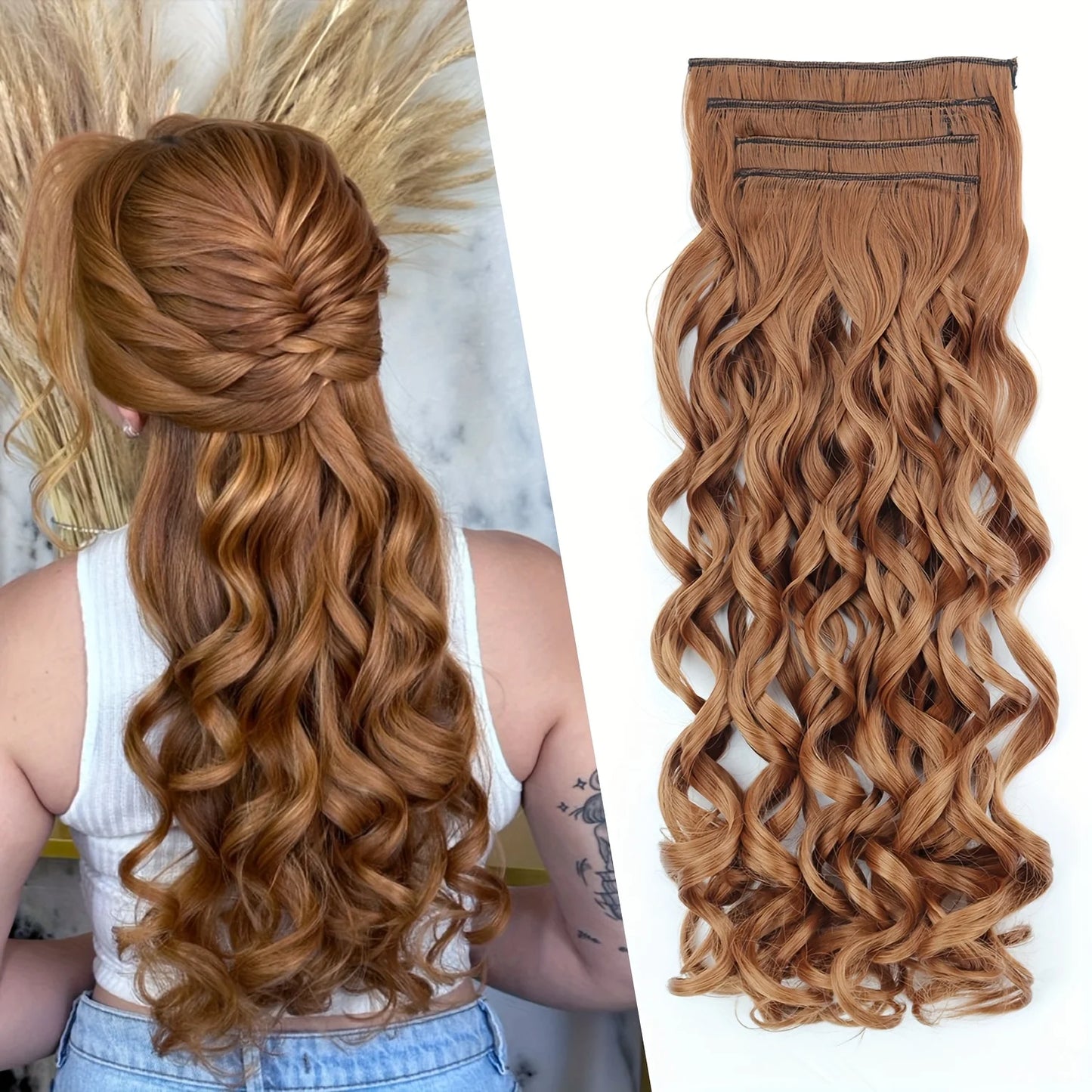 EXTENSIONES CABELLO por Capas 4 Piezas Rulos 50 cm Largo CABELLO 100% Similar al Cabello Natural 🥇