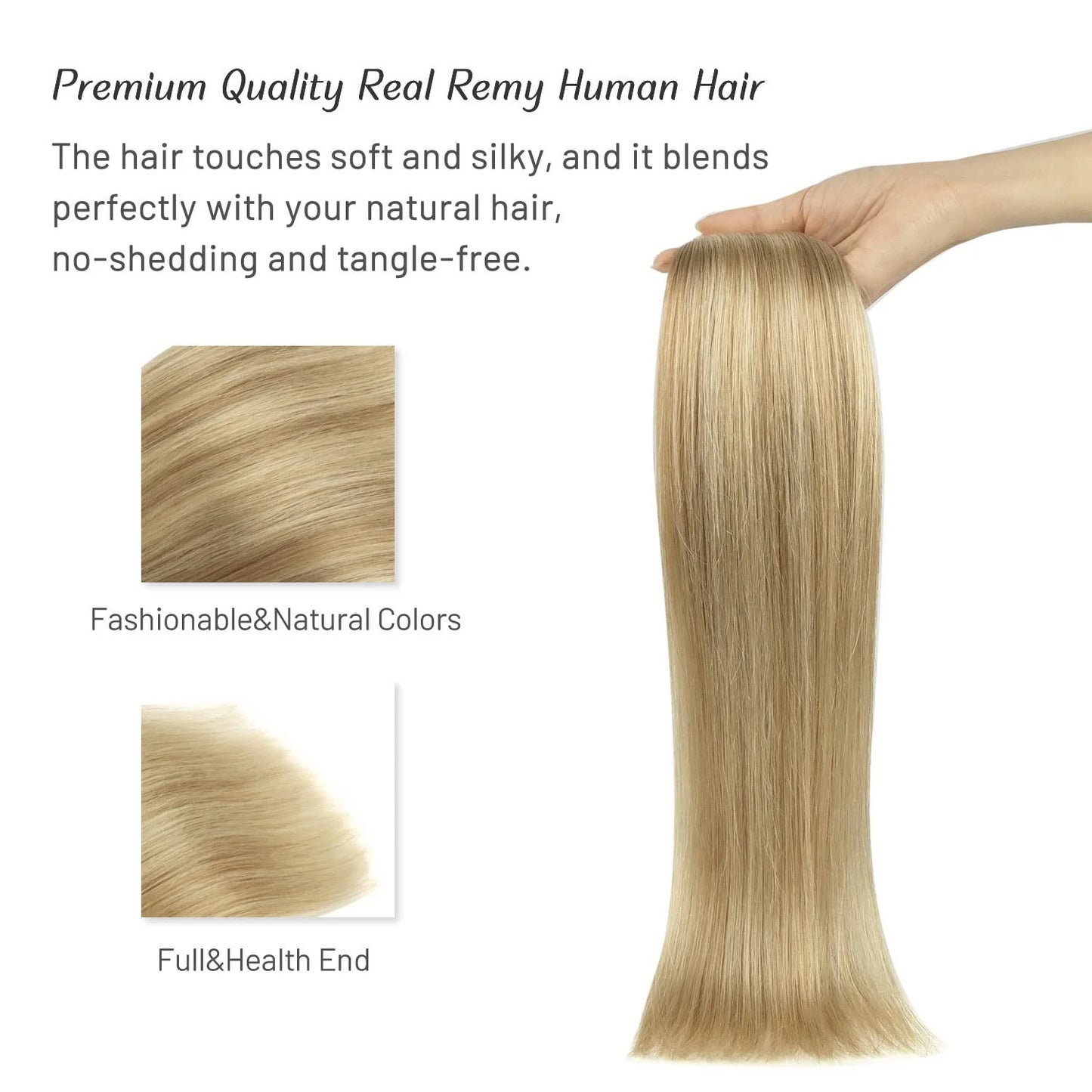 Extensiones Cabello Natural 100% Pegatina Invisible 60 cm Largo