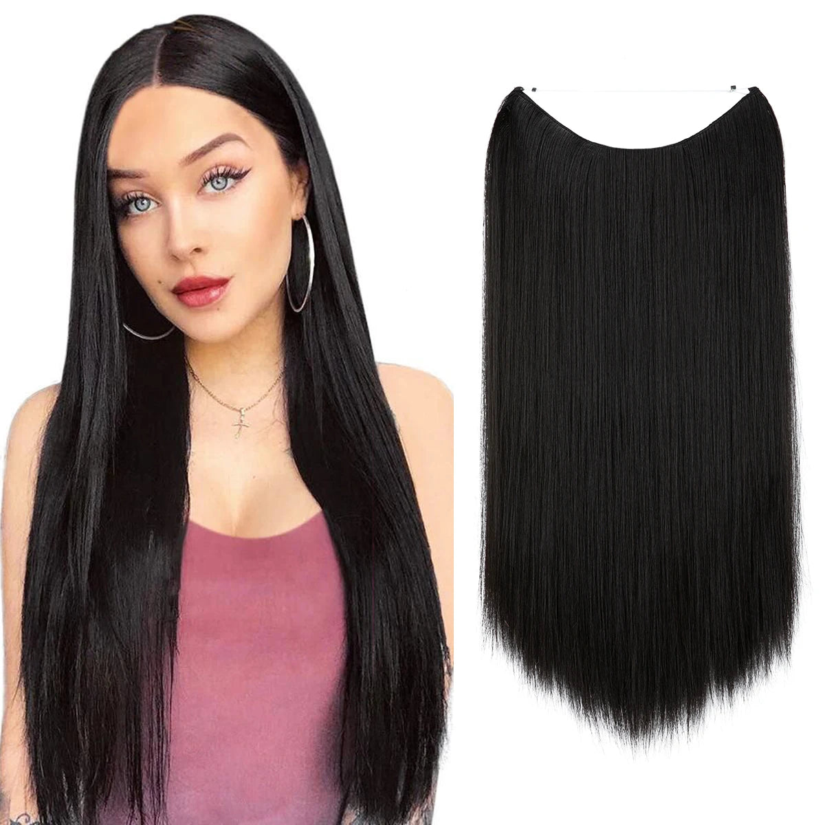 EXTENSIONES HILO INVISIBLE Balayage  Similar al Cabello Natural Premium🥇 55 cm largo Lisas