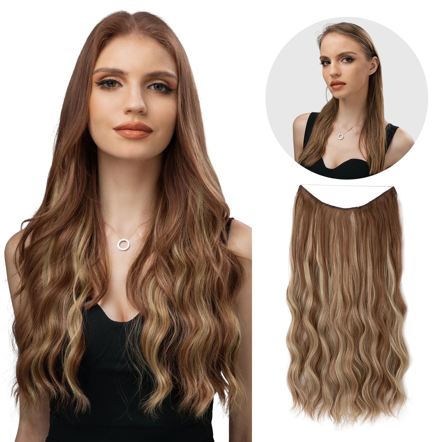 MAXI CORTINA HILO INVIBLE Balayage Semi Natural🥇 60 cm