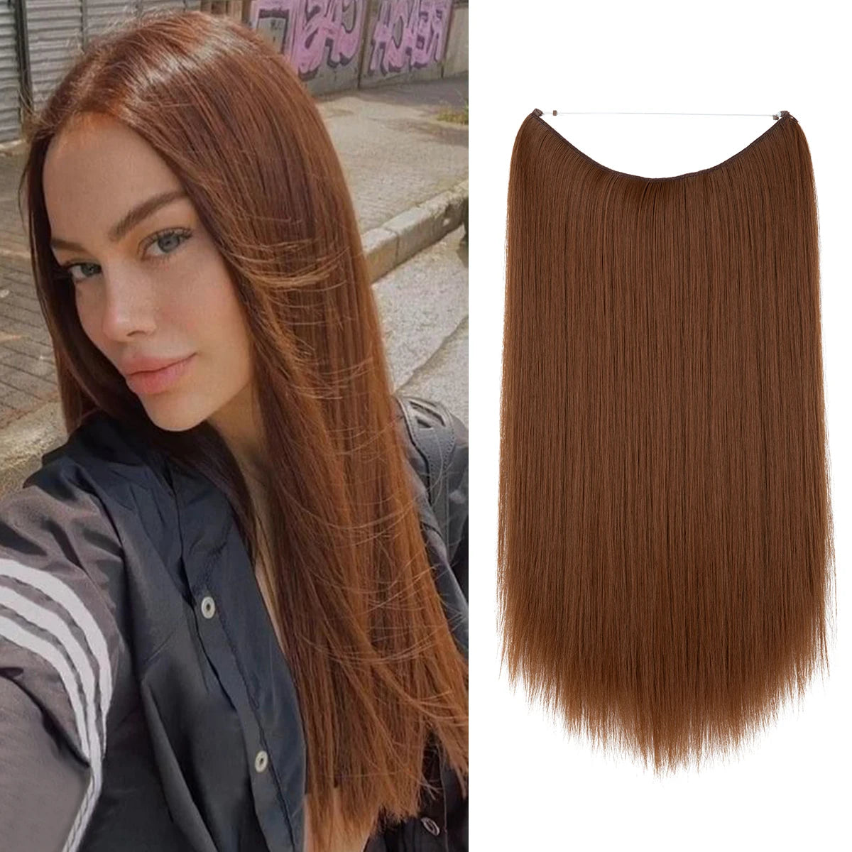 EXTENSIONES HILO INVISIBLE Balayage  Similar al Cabello Natural Premium🥇 55 cm largo Lisas