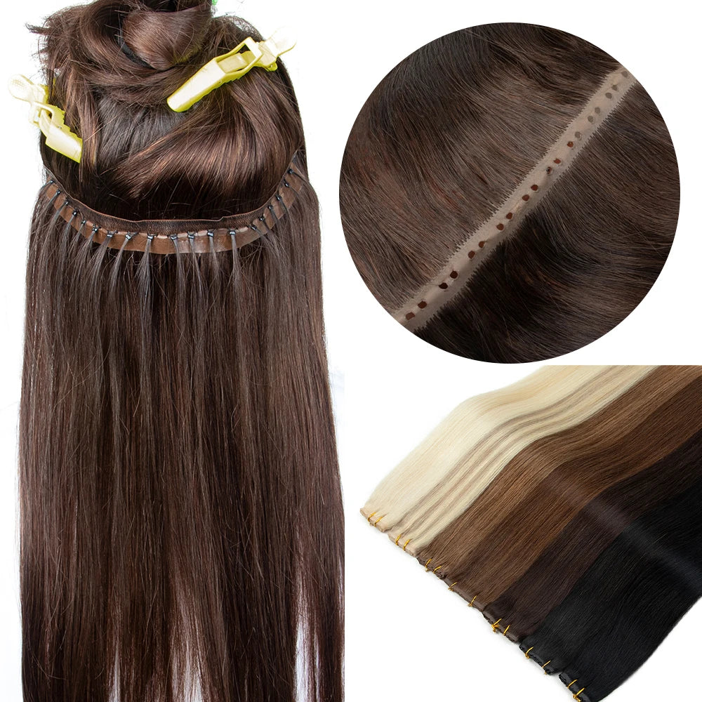 Extensiones de cabello Virgen 100% Natural con trama de mariposa  Invisible 60 cm largo