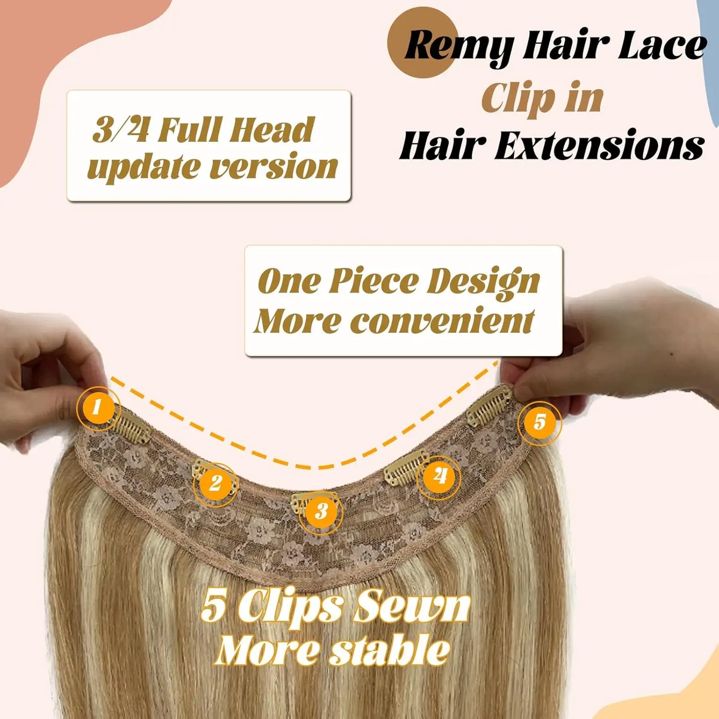 BALAYAGE Maxi Cortina 66 cm Cabello Humano 100% Natural tono rubio 8/613