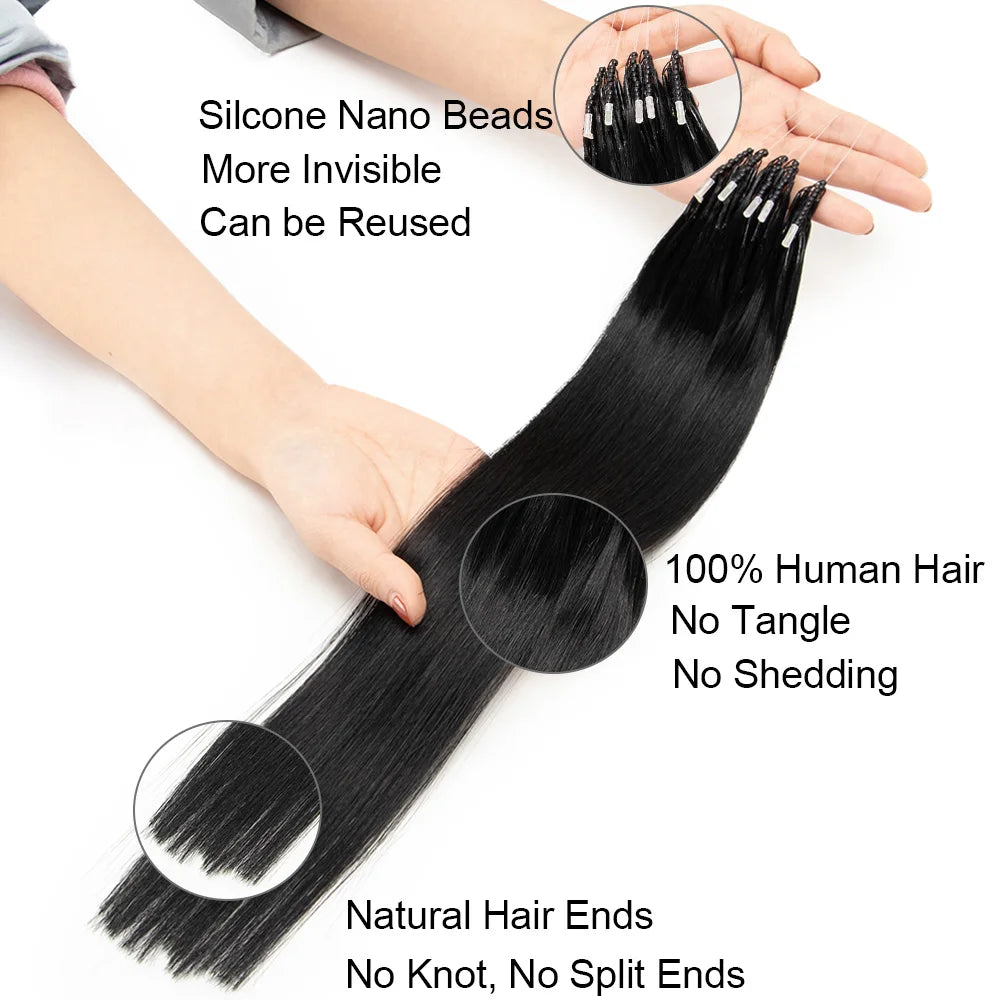 Extensiones de cabello 100% Natural©️ con microperlas 8D Pack 100 unidades