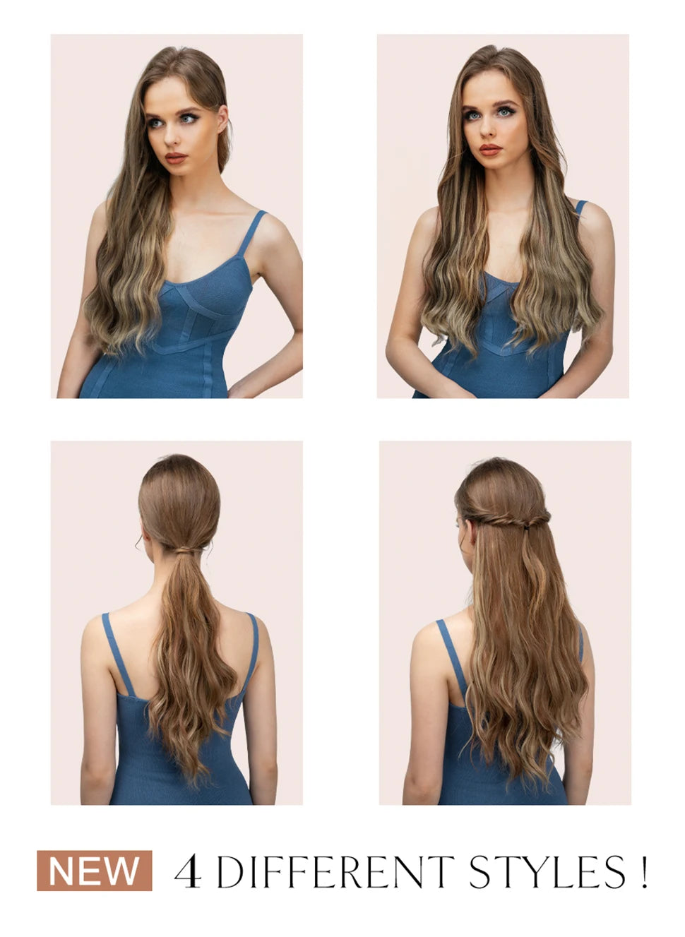 Pack 4 Cortinas Semi Natural🥇 55 cm BALAYAGE
