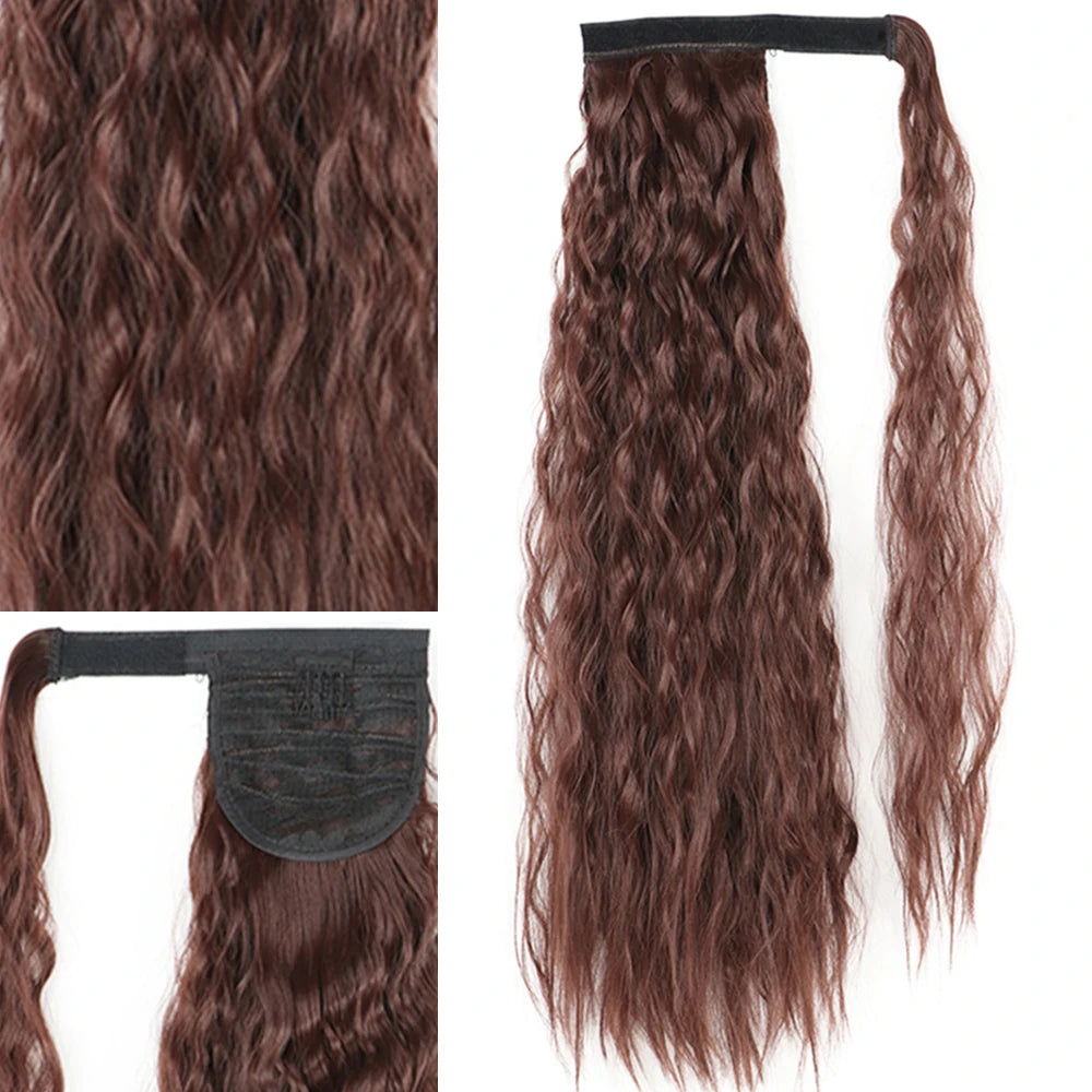 Extensiones Coleta  55 cm y 80 cm de largo Ondas de Sirena Cabello 100% Similar al Cabello Natural 🥇