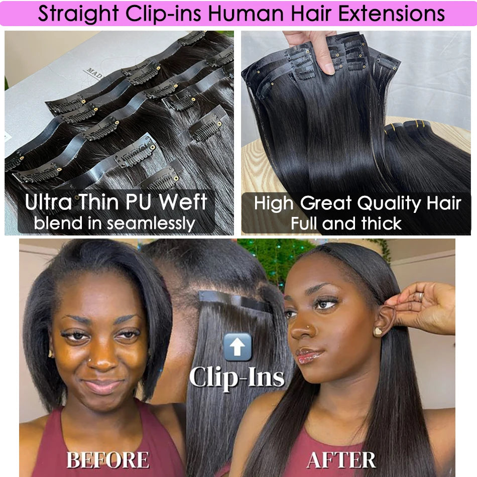 Extensiones de Cabello 100% Natural©️ Tono #1B Castaño Oscuro
