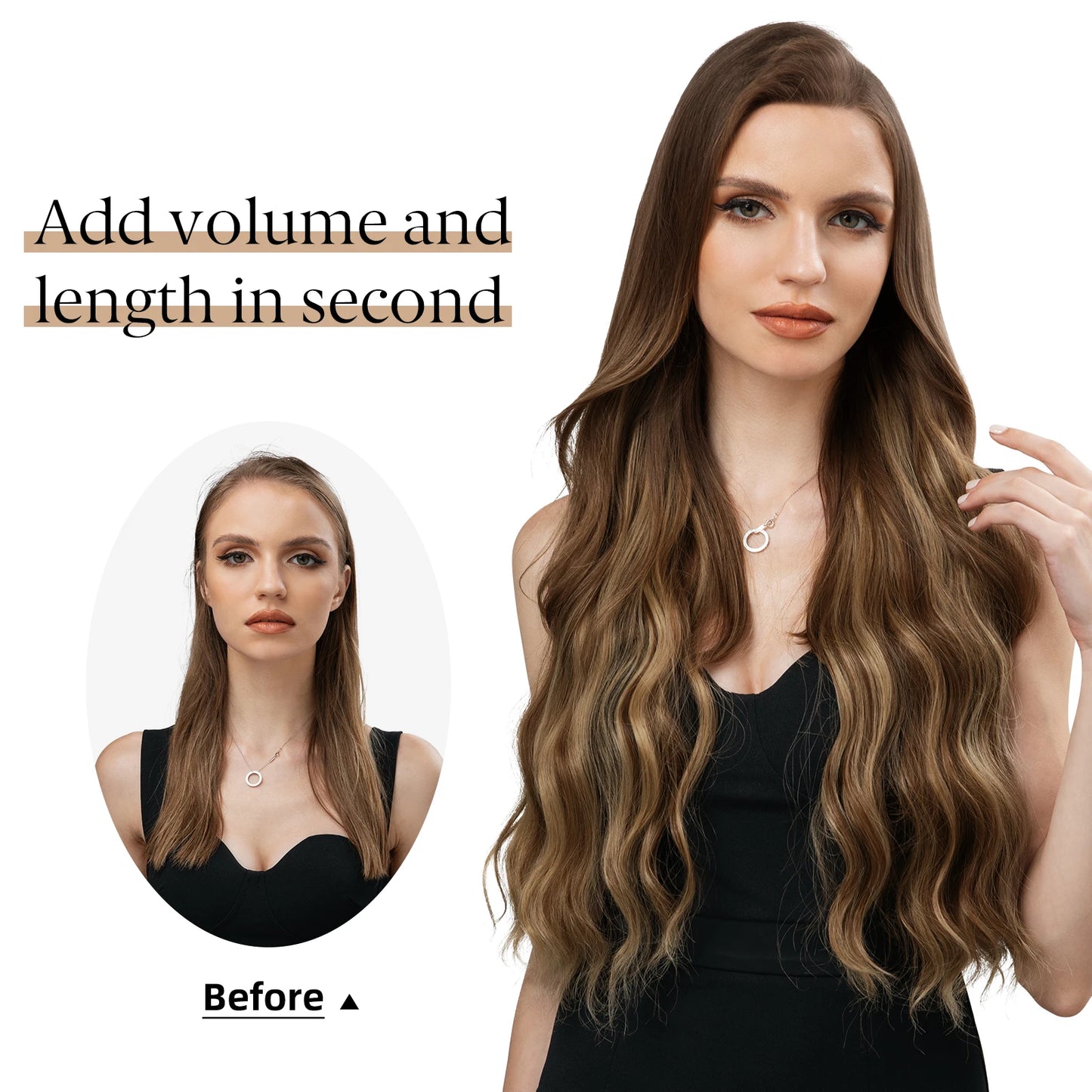 MAXI CORTINA HILO INVIBLE Balayage Semi Natural🥇 60 cm