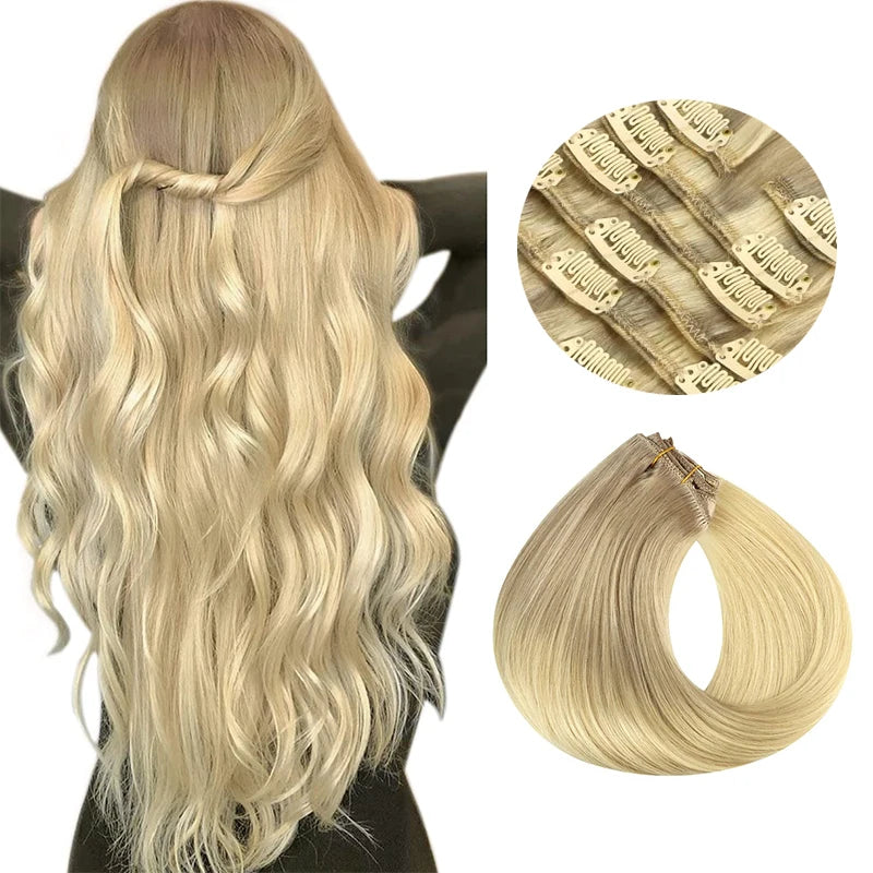 BALAYAGE Extensiones por Capas Clip  55 cm largo Cabello Virgen 100 % Natural